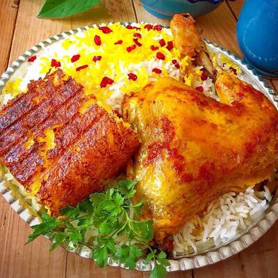 Zereshk Polow ba Morgh (Barberry Rice with Saffron & Chicken)